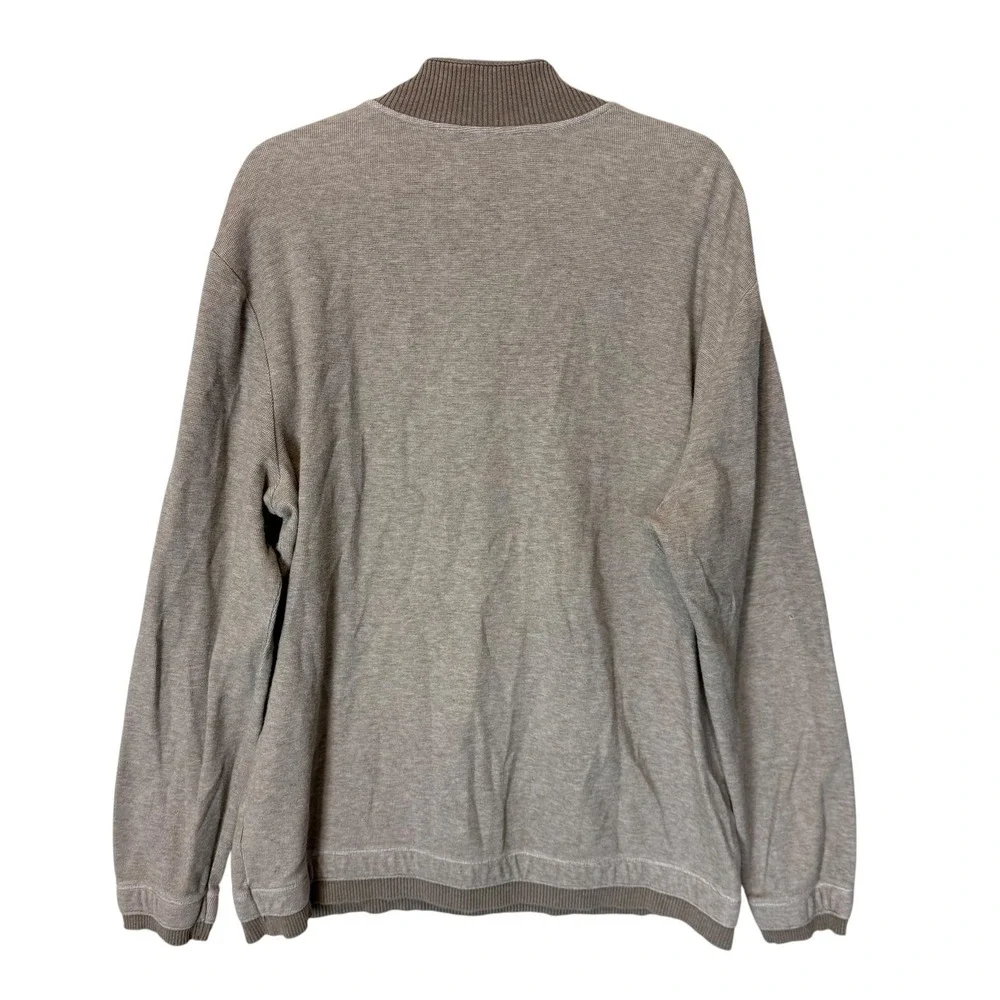 Banana Republic Sweater Mens XL Gray 1/4 Zip Mock Neck‎ Cotton Knit Pullover
